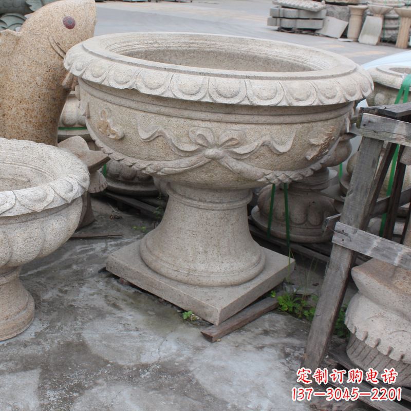 东营杯型公园石雕花盆