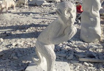 东营抱桃子的猴子石雕系列传承古老文化，让爱活跃起来