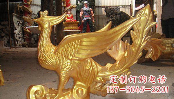 东营玻璃钢凤凰仿铜动物雕塑传承传统文化