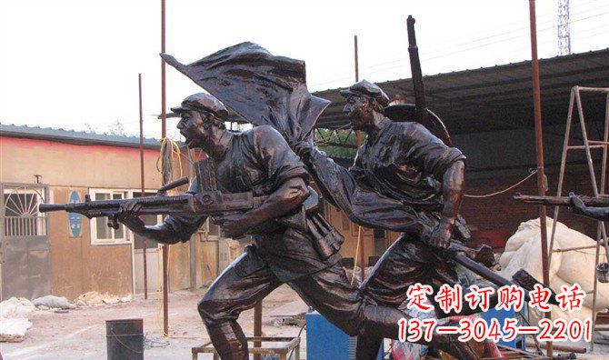 东营玻璃钢战士仿铜人物雕塑