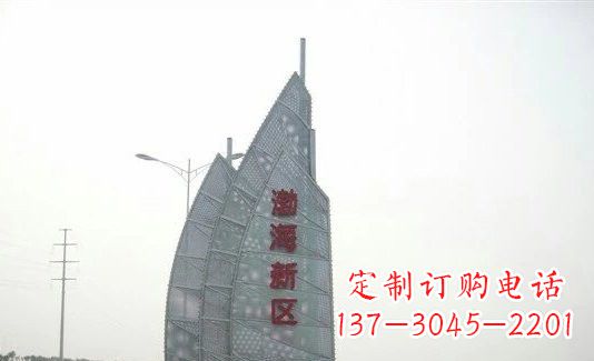 东营渤海新区精美不锈钢船帆雕塑