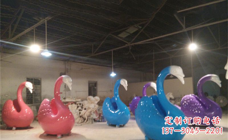 东营不锈钢彩色天鹅动物雕塑