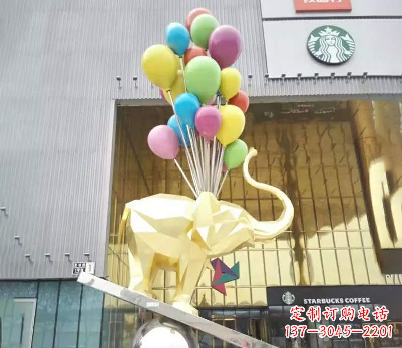 东营不锈钢踩球的小象雕塑