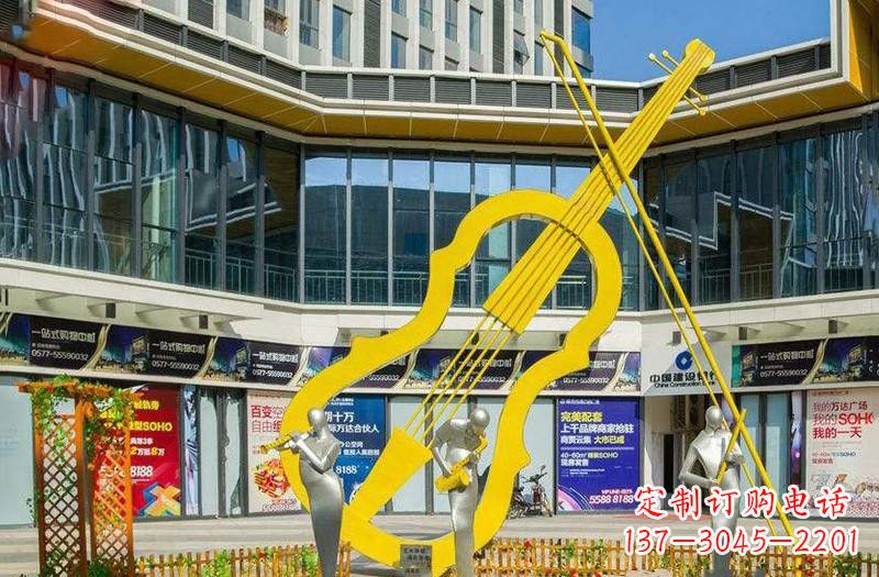 东营不锈钢大提琴雕塑美的融合