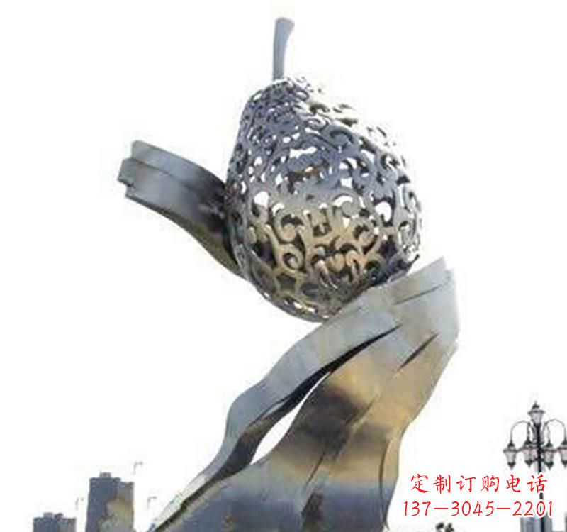 东营不锈钢梨雕塑艺术结合精美外形