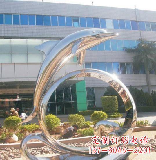 东营不锈钢海豚雕塑精致而灵动