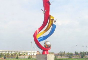 东营不锈钢彩色海鸥海浪雕塑——美丽传承