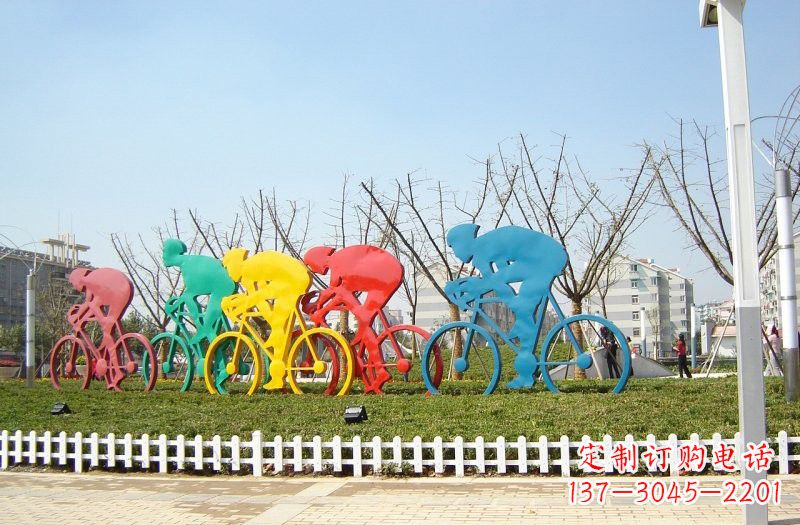 东营不锈钢抽象自行车雕塑