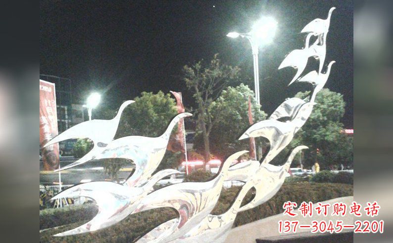 东营不锈钢大雁雕塑——灿烂的翱翔