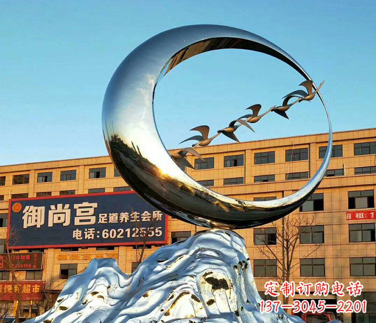 东营不锈钢大雁雕塑精美的艺术之作