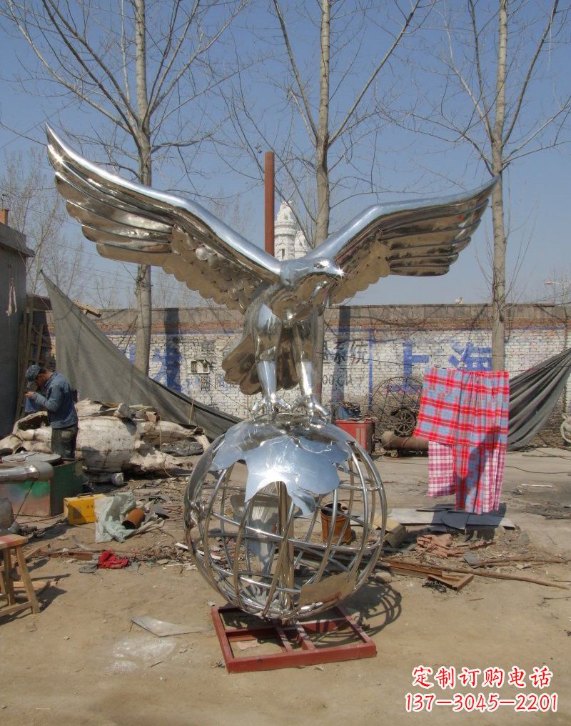 东营老鹰雕塑不锈钢大展鸿图