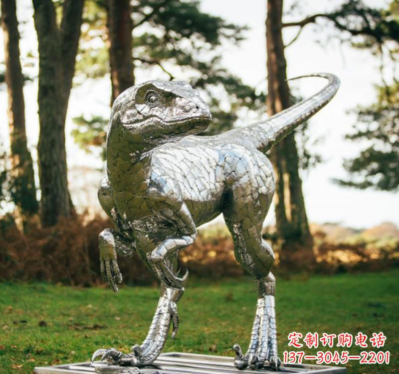 东营不锈钢恐龙雕塑一种古老灵动的艺术