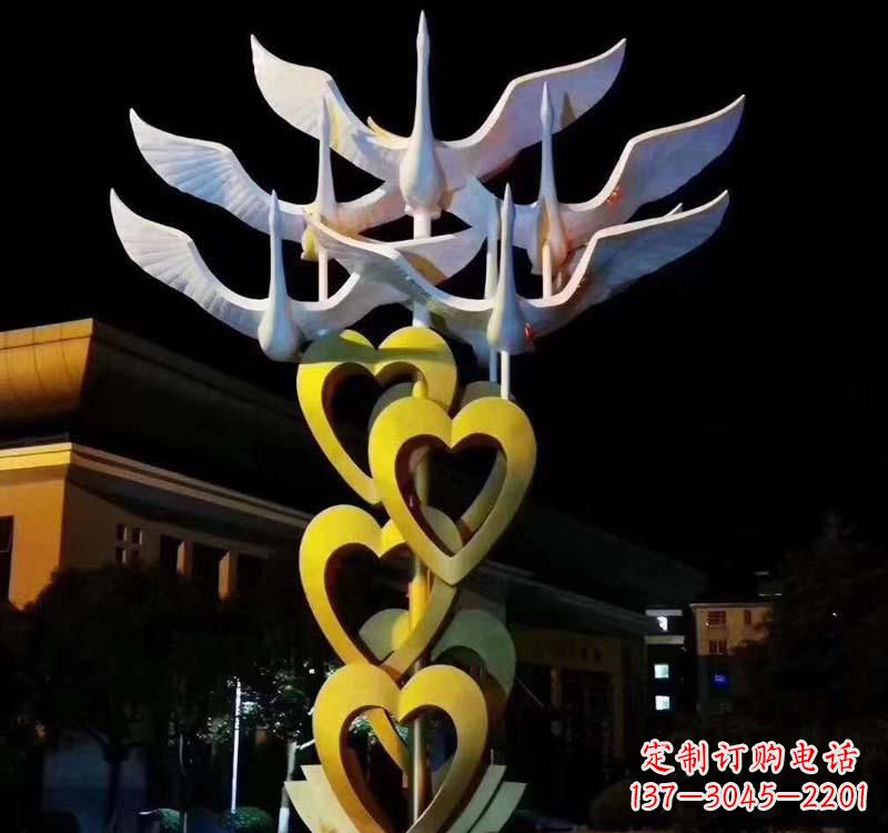 东营不锈钢大雁雕塑象征着自由的翱翔