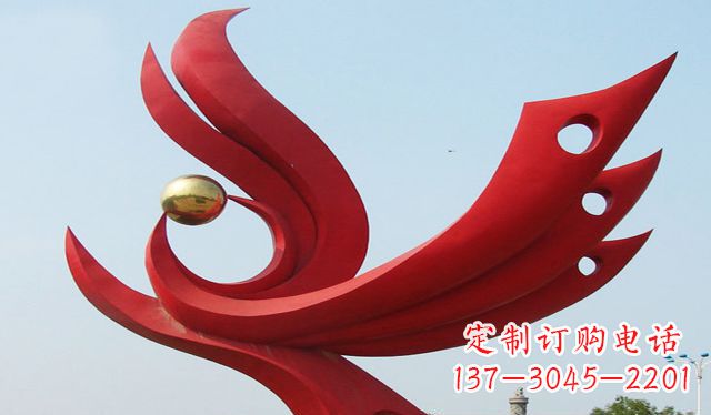 东营不锈钢凤凰雕塑象征着美丽与智慧