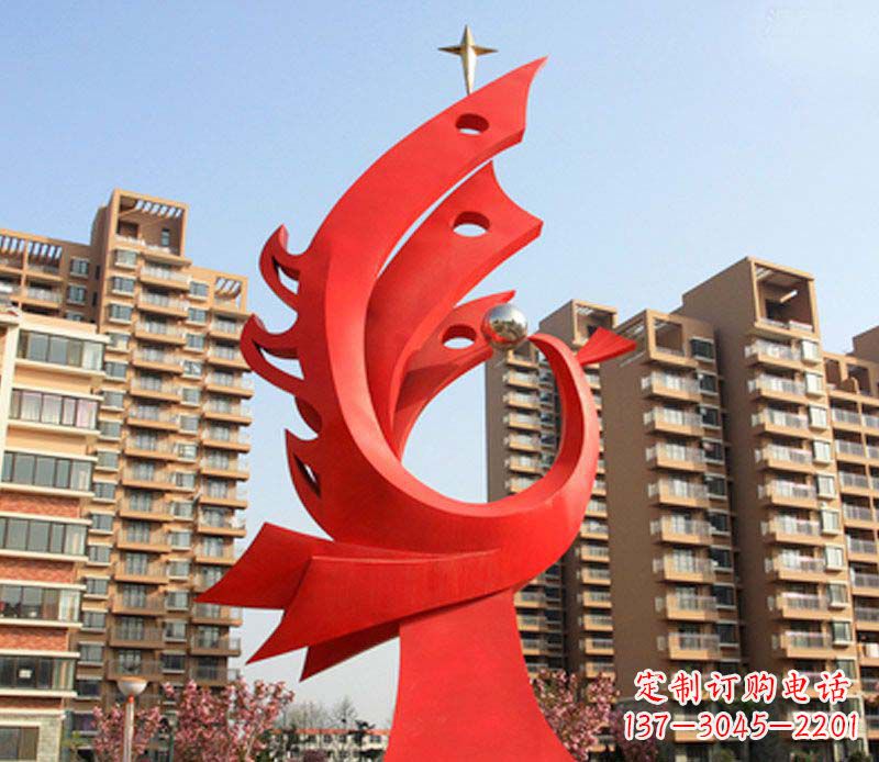 东营凤凰雕塑不锈钢广场的精美景观