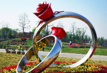 东营不锈钢公园玫瑰花戒指雕塑精致精美的礼物