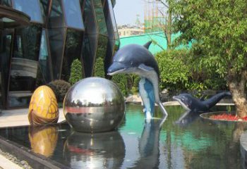 东营不锈钢海豚景观雕塑创造精美绝伦的企业公园