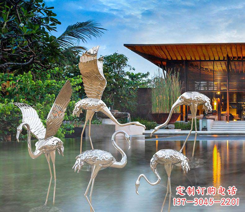 东营精美不锈钢火烈鸟雕塑