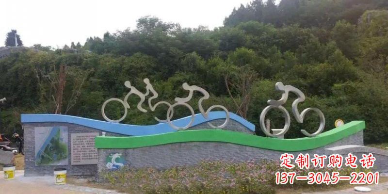 东营不锈钢自行车雕塑——给景区增添一抹绚烂