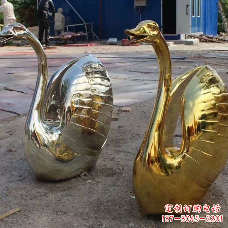 东营不锈钢天鹅雕塑精美而绚丽