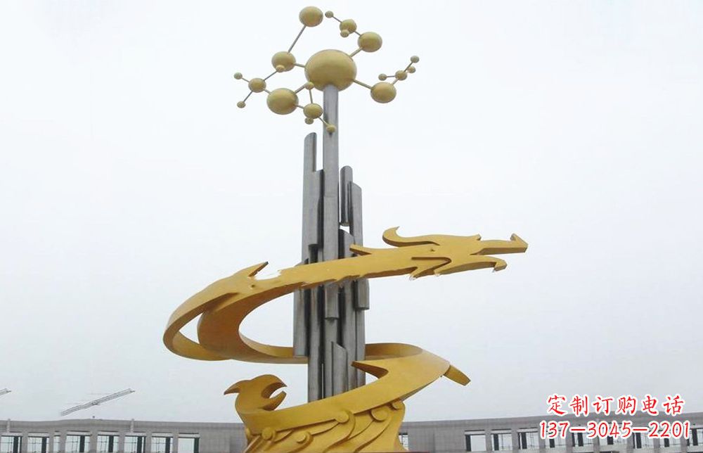 东营龙雕塑——点缀不锈钢城市景观