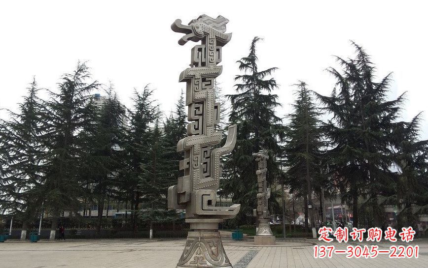 东营不锈钢龙柱雕塑引领公共景观