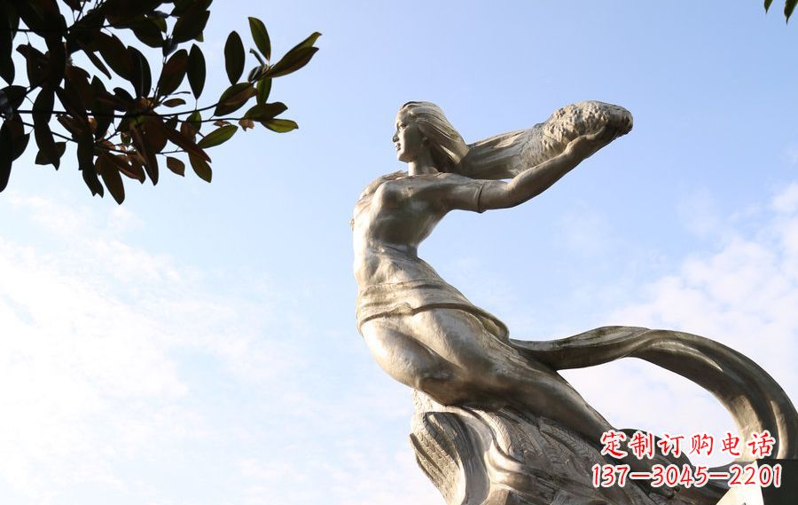 东营女娲传承中华神话的不锈钢雕塑
