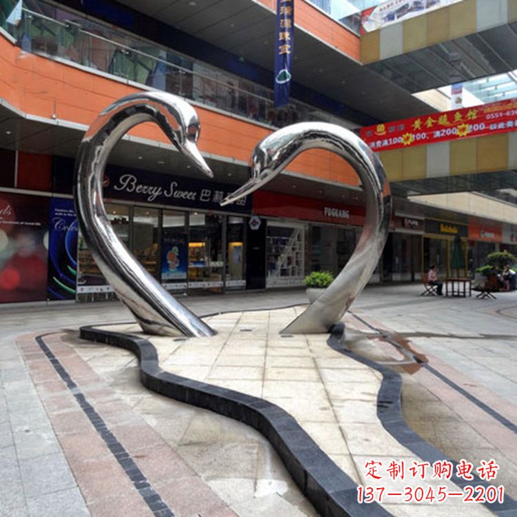 东营不锈钢天鹅爱情雕塑把浪漫永恒的爱情永久凝固