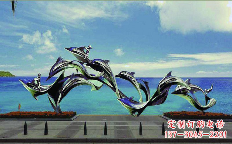 东营不锈钢海豚广场雕塑——精致而又活泼