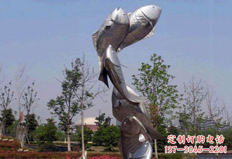东营不锈钢跳跃的鲤鱼雕塑