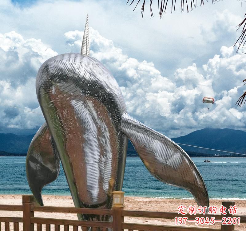 东营不锈钢鲸鱼雕塑精美绝伦