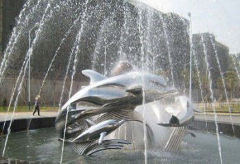 东营不锈钢商场大型景观鱼喷泉展现雕塑之美