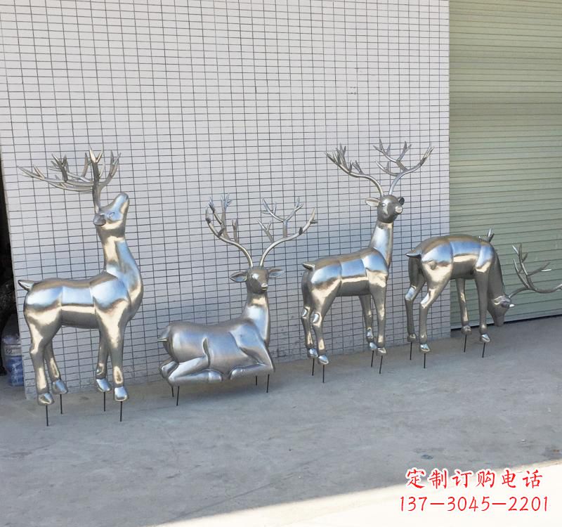 东营不锈钢梅花鹿雕塑传承美丽的自然