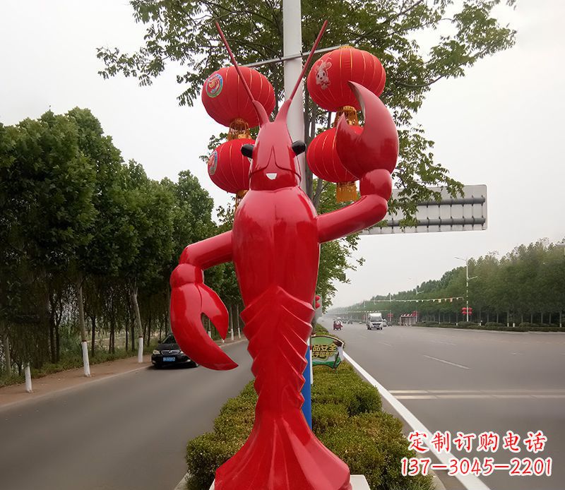 东营不锈钢小龙虾雕塑精美之灵