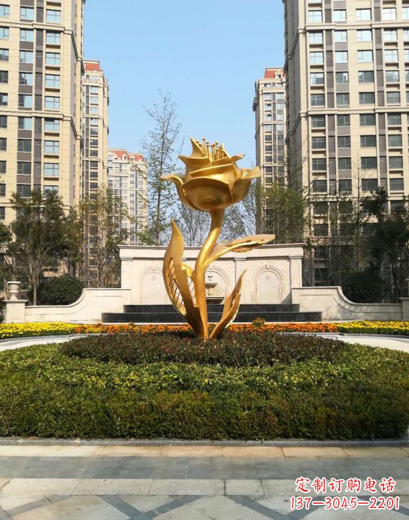 东营不锈钢小区玫瑰花雕塑浓郁情感的视觉体验