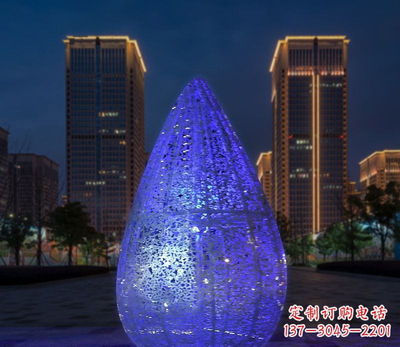东营不锈钢小区照明美轮美奂的水滴雕塑