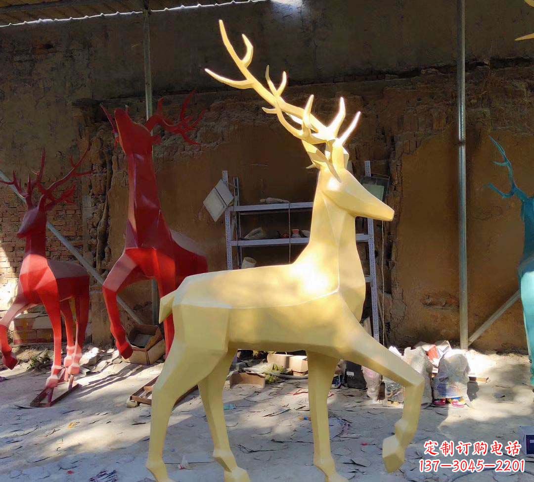东营新款仿真不锈钢小鹿雕塑