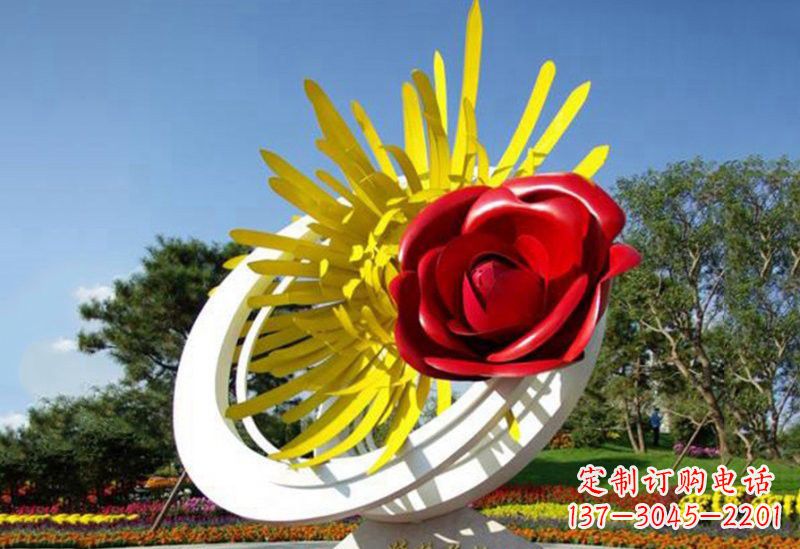 东营不锈钢玫瑰花雕塑——给城市景观带来美丽