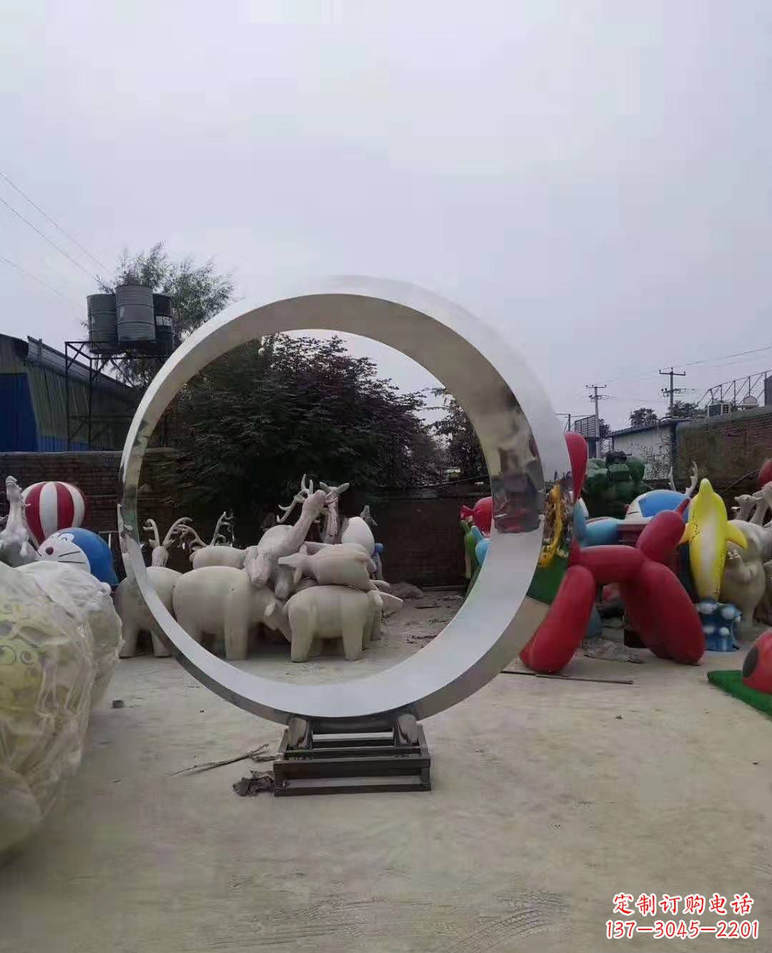 东营不锈钢圆环雕塑,点缀环境美景