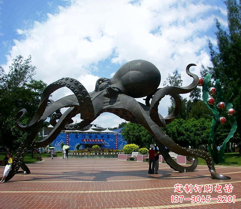东营不锈钢章鱼雕塑精美艺术品