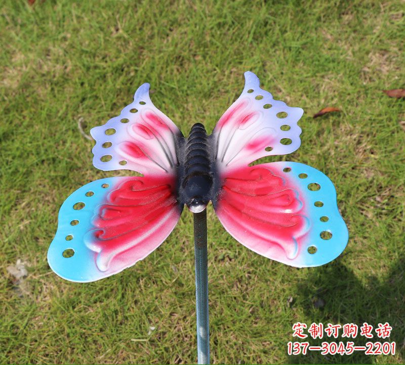 东营草坪动物不锈钢蝴蝶插件雕塑