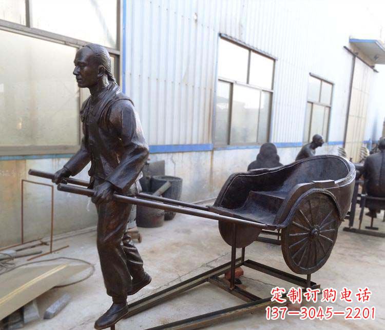 东营车夫人物小品铜雕
