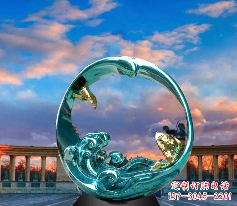东营城市之环不锈钢彩银雕塑