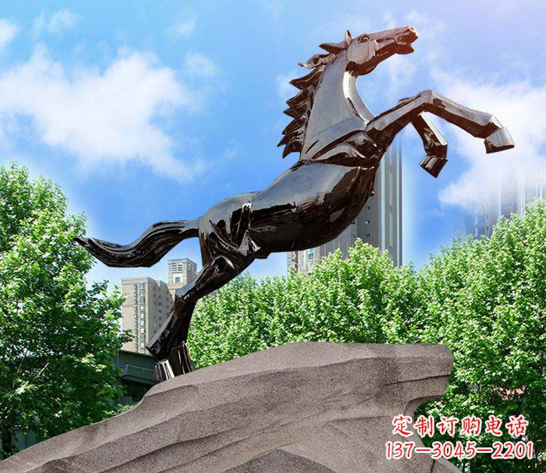 东营镜面不锈钢奔马雕塑给城市增添灵气
