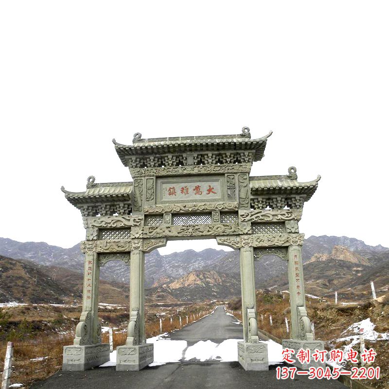 东营三门石牌坊雕塑——古韵依旧