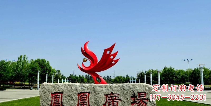 东营不锈钢凤凰雕塑奔放优雅的艺术之作
