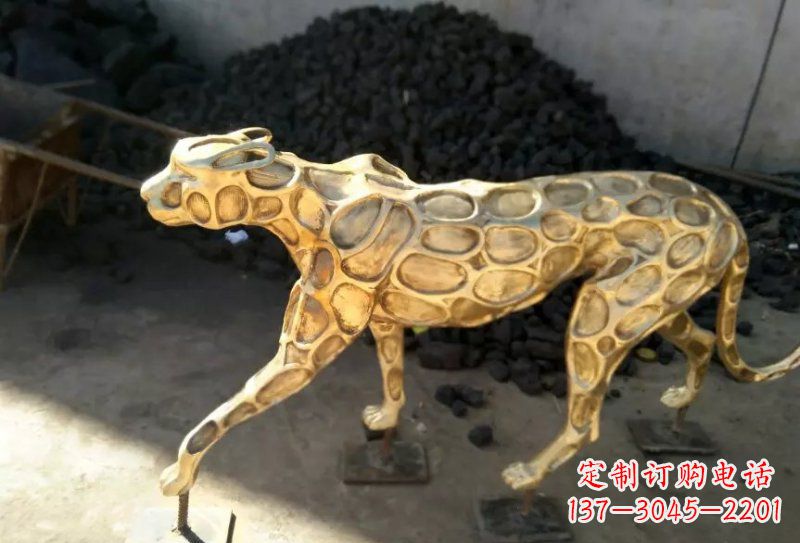 东营抽象金钱豹铜雕