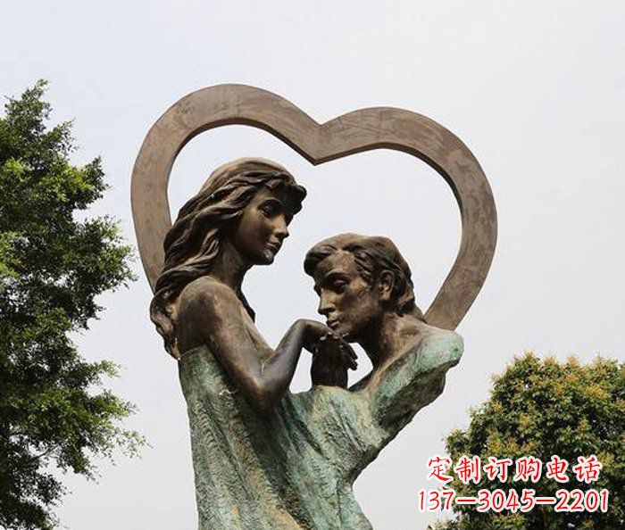 东营抽象情侣心形铜雕