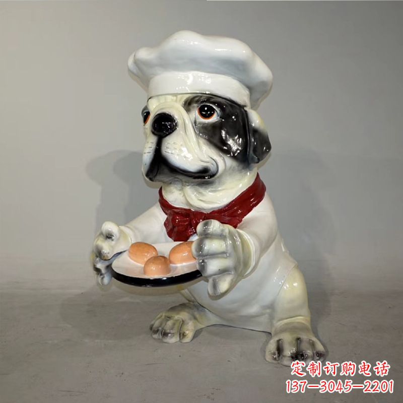 东营玻璃钢仿陶瓷狗雕塑——以斗牛犬为原型