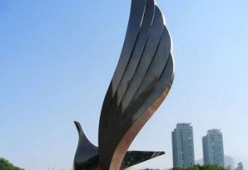 东营不锈钢翅膀雕塑象征着自由的美